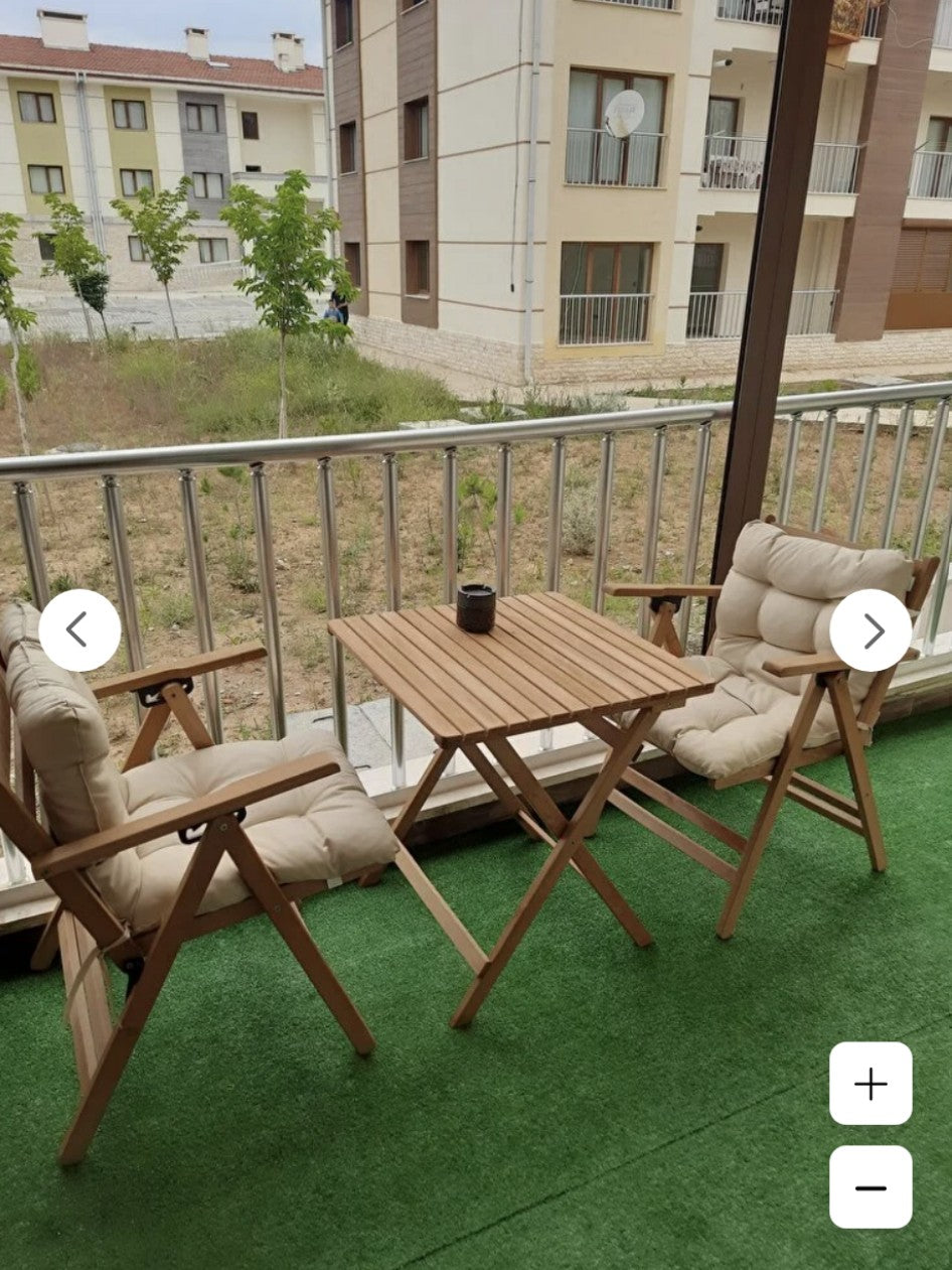 2+1 Minderli Loretta Bahçe-Balkon-Mutfak Masa-Sandalye Seti